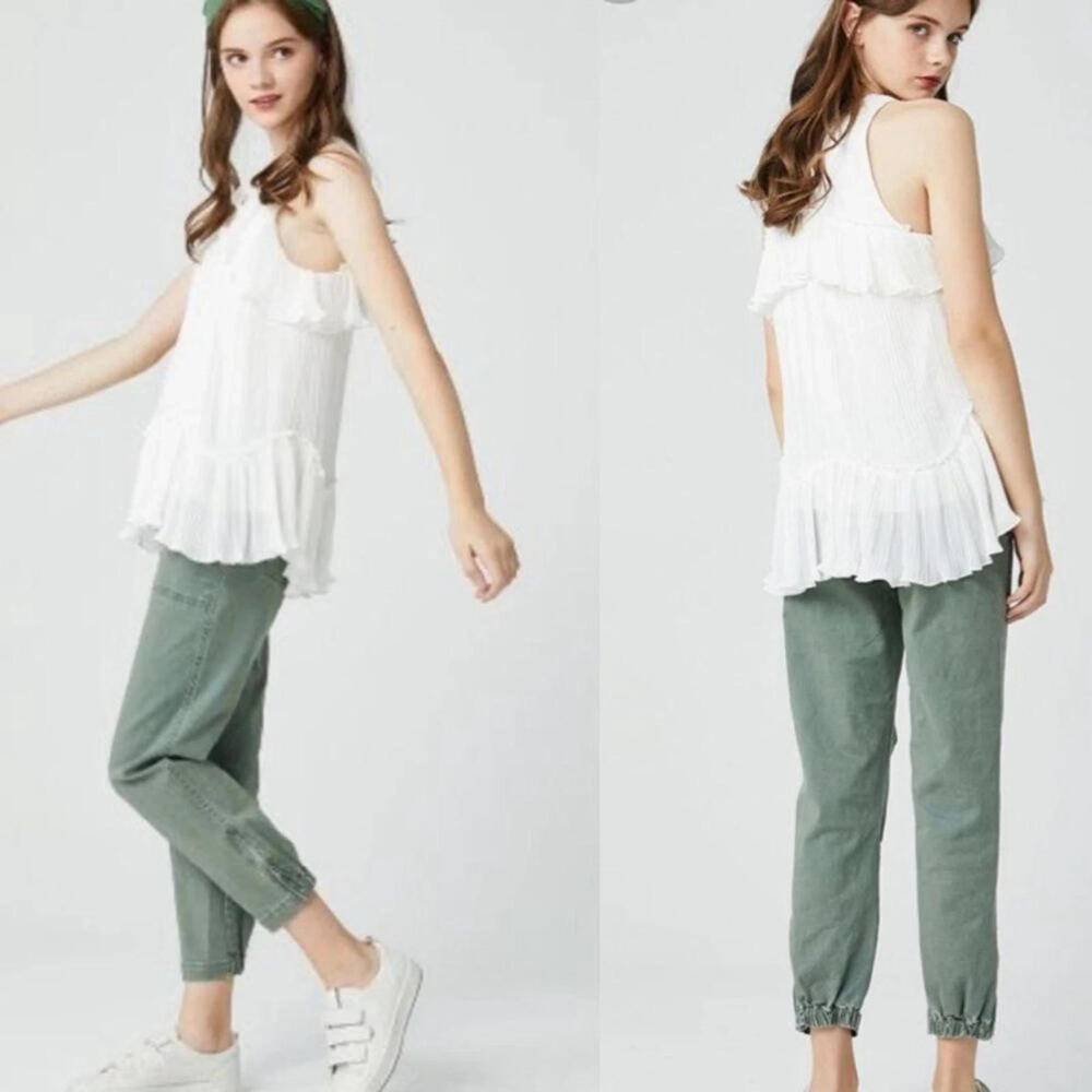Derek Lam 10 Crosby Stretch Chino Pants olive/army Size 0 W28”L23.5 R9” Cropped